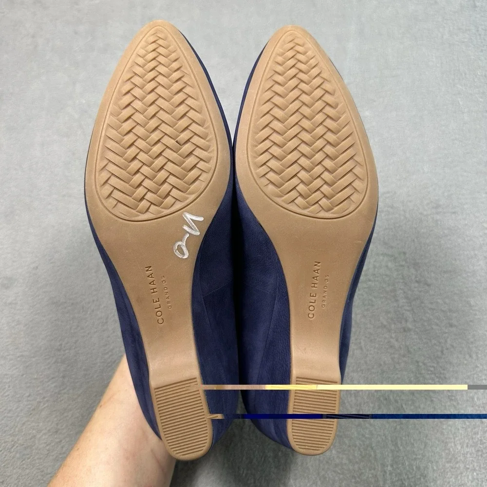 Cole Haan Go-To Wedge Pump Marine Blue Nubuck Suede Heels Women's 8.5 B W16099
